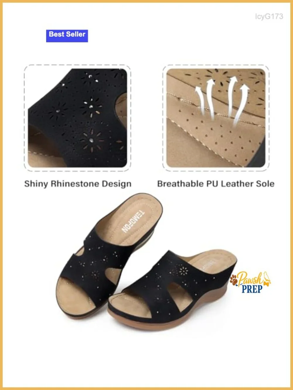 Soft PU Leather Wedge Sandals with Arch Support Slip On